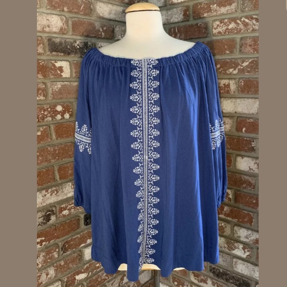 *SALE* NWT Chaps Women’s Blue Boho Blouse Sz 1X